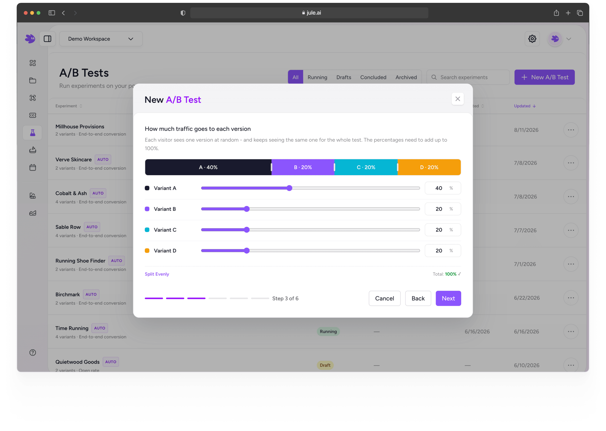 Jule app — A/B Testing